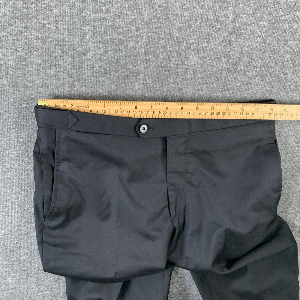 Isaia Napoli Dress Pants Men 30x29 Black Side Straps Trousers Silk Old Money